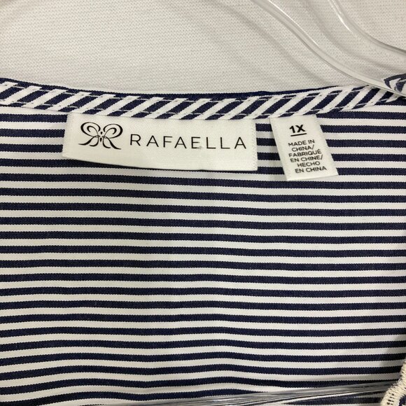 Rafaella Top size 1X V neck Lace Embroidered Striped Preppy Bell Sleeve Feminine - Picture 2 of 11